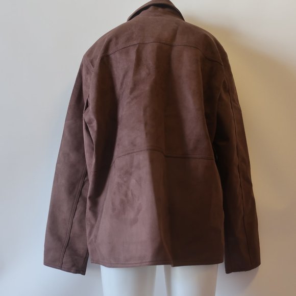 NWT Mens A Collezioni Italia Brown Button-Up Faux Suede Jacket XXL * - Picture 7 of 12